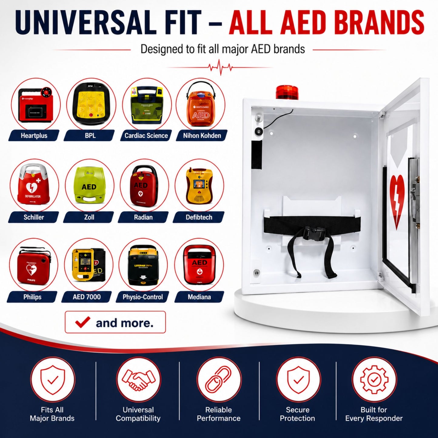 AED Cabinet with strobe Model- Cabby Star (White)