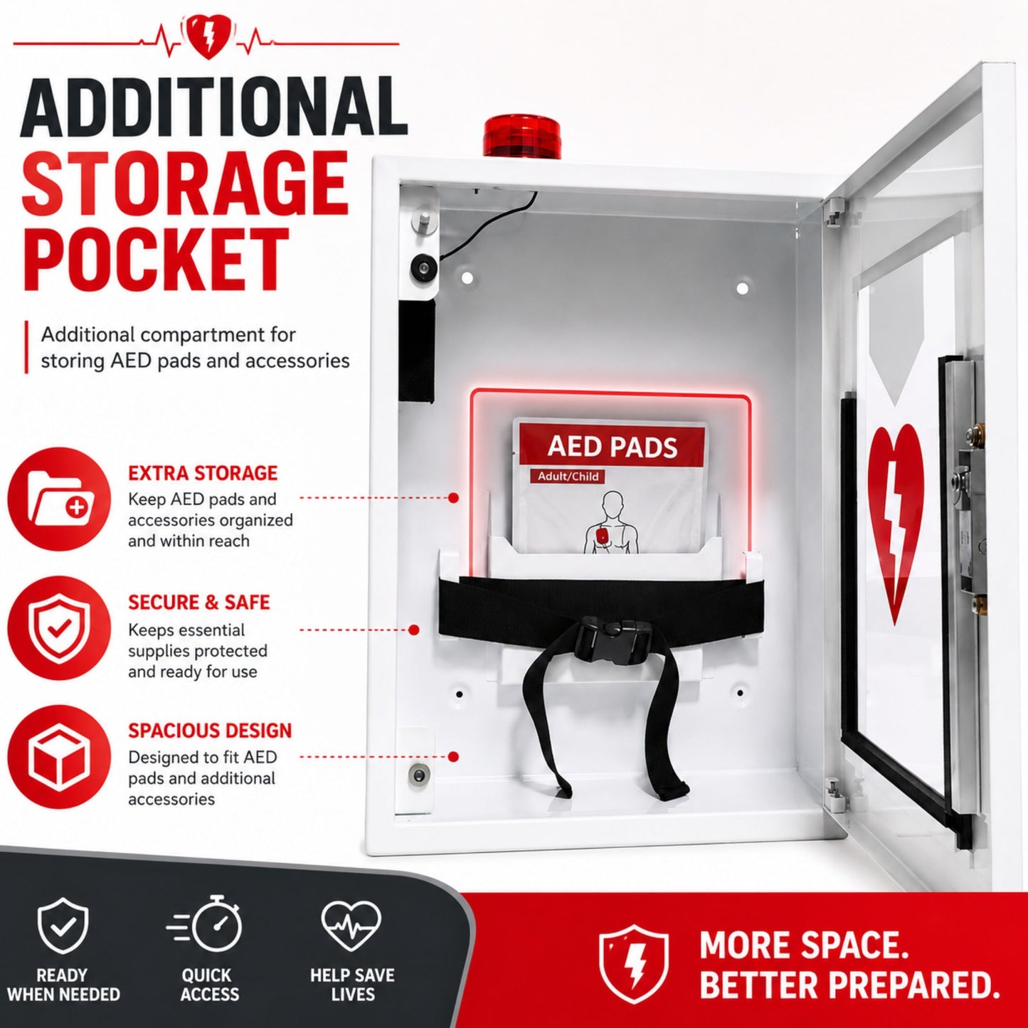 AED Cabinet with strobe Model- Cabby Star (White)
