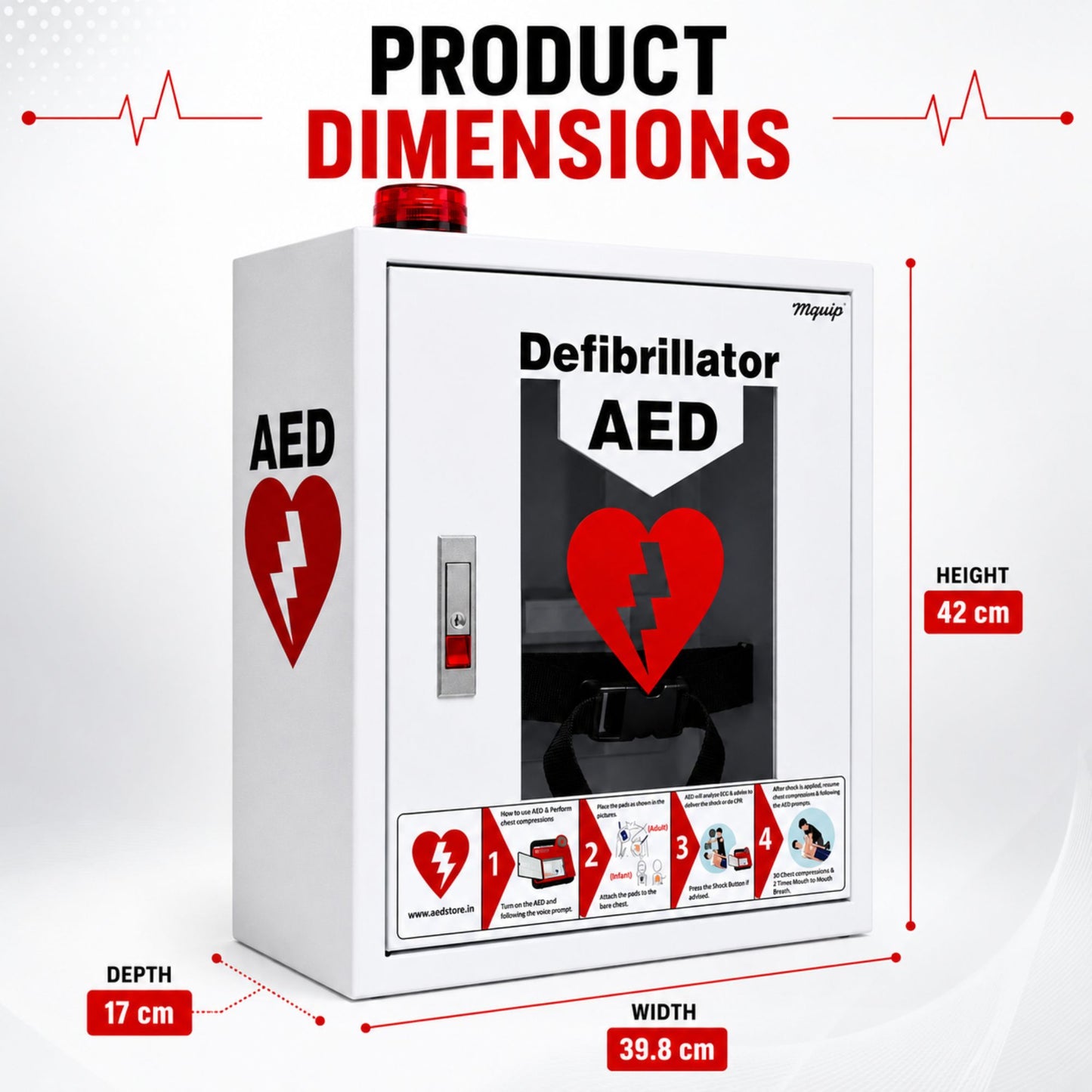 AED Cabinet with strobe Model- Cabby Star (White)