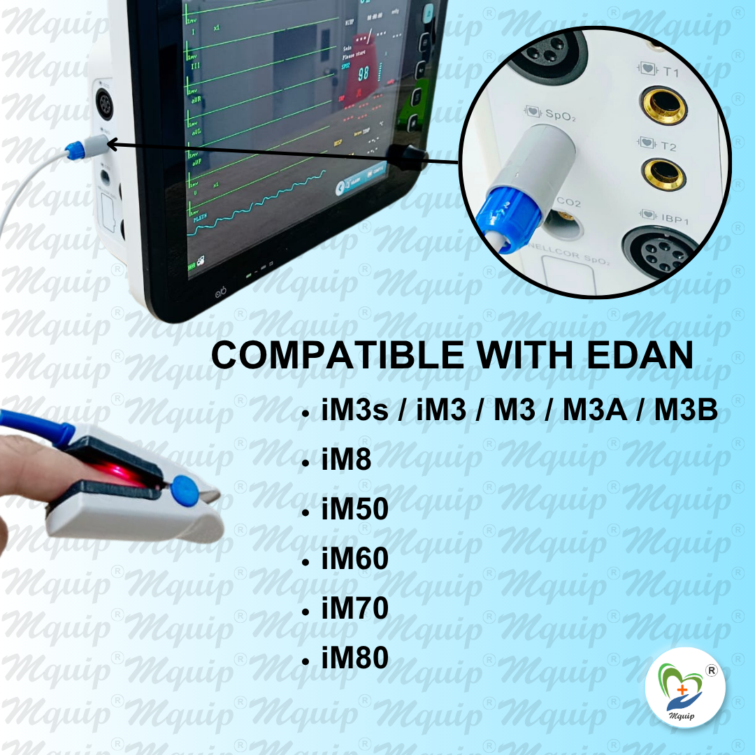 Adult SPO2 Probe and Sensor Compatible with Edan Multipara Monitor (6 Pin 2 Cut)